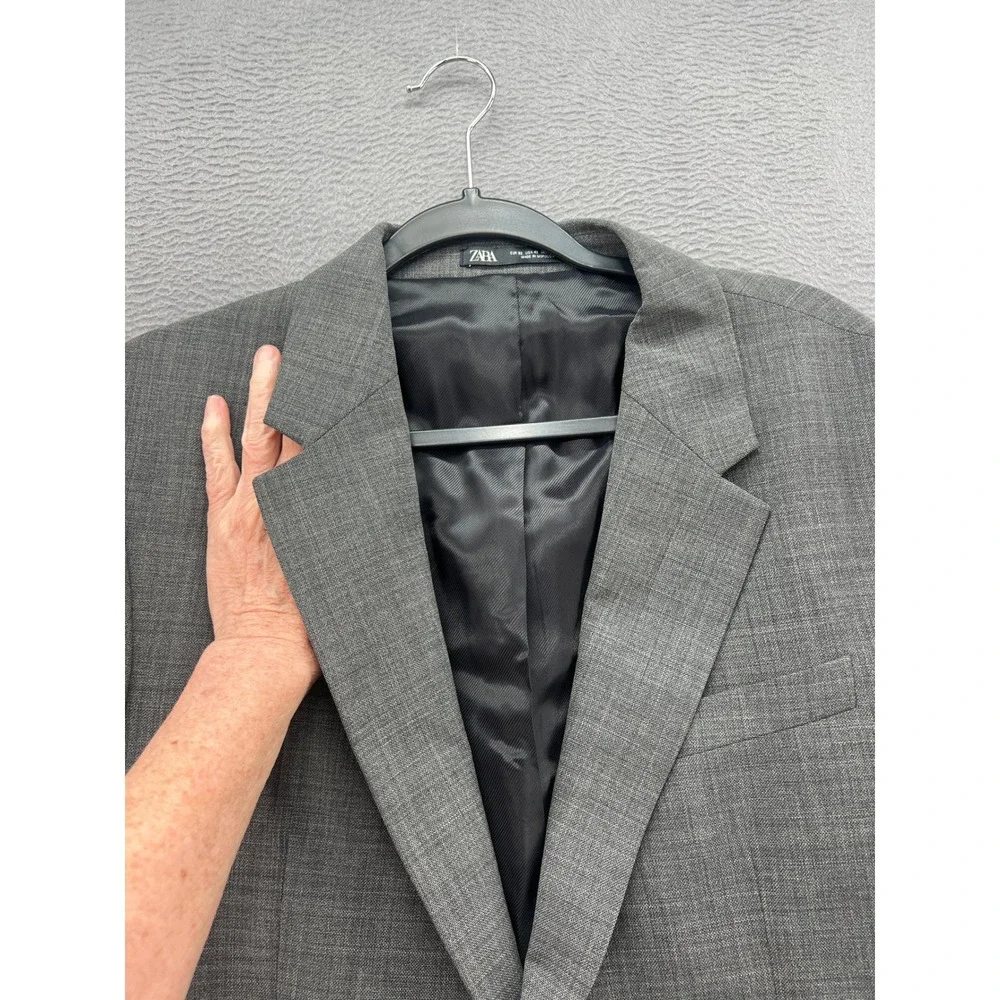 Zara Blazer Jacket Sport Coat Mens Sz 42 Grey Regular Fit Suit NWT